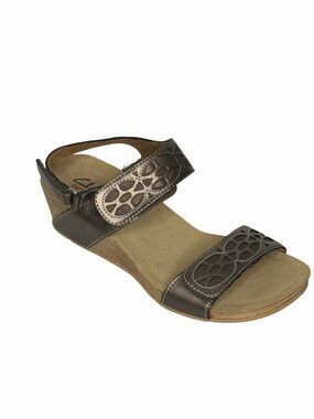 Clarks Bronze Brown Leather Cutout Strap Sandals